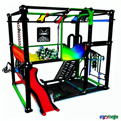 Prompt: photo of rgb gaming jungle gym