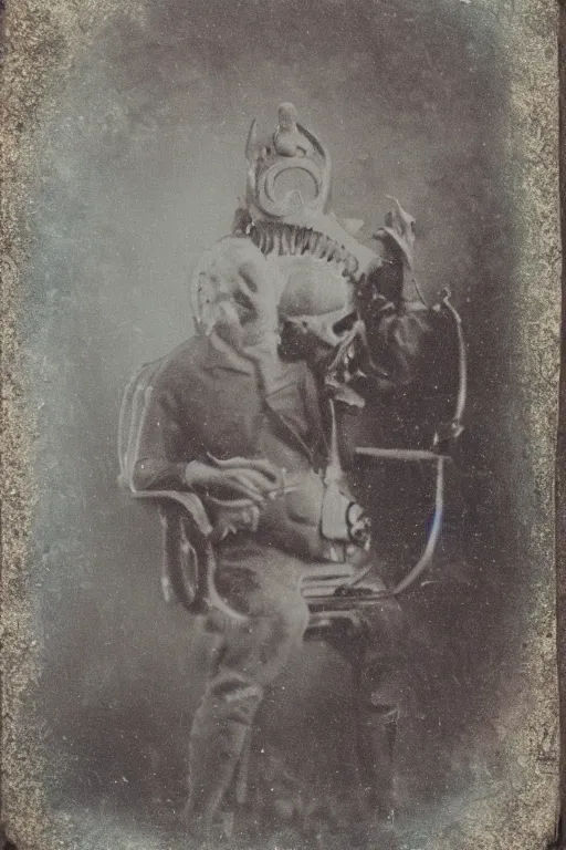Image similar to a tintype photo of a friendly monster
