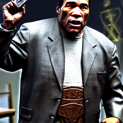 Prompt: oj simpson in dark souls, highly detailed, extremely high quality, hd, 4 k, 8 k, canon 3 0 0 mm, professional photographer, 4 0 mp, lifelike, top - rated, award winning, realistic, detailed lighting, detailed shadows, sharp, no blur, edited, corrected, trending