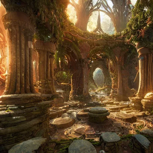 Image similar to ,inside a magical ethereal elven city, highly detailed, 4k, HDR, award-winning, artstation, octane render