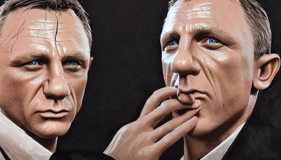 Image similar to daniel craig hand painted figurine, hyperdetailed, artstation, cgsociety, 8 k