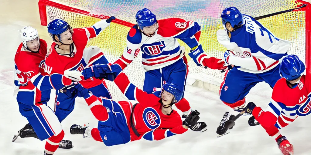 Prompt: habs hockey player suzuki breakaway ukiyo - e style,