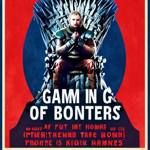 Image similar to propaganda poster warning of the dangers of Game of Thrones, horrible ending, 8k,