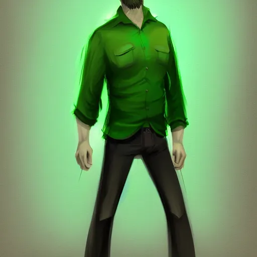 Image similar to a digital painting of a man in a green shirt, concept art by mor than, deviantart contest winner, digital art, official art, concept art, 2 d