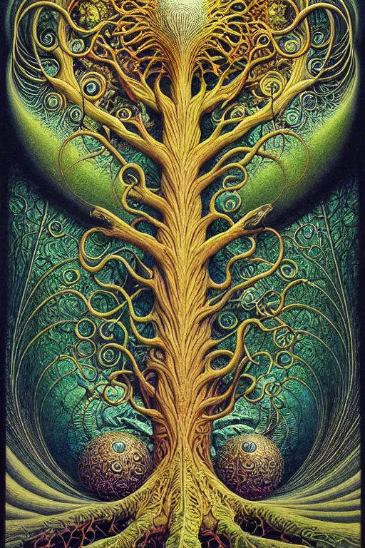 Image similar to tree of life by roger dean and andrew ferez, art forms of nature by ernst haeckel, divine chaos engine, symbolist, visionary, art nouveau, botanical fractal structures, organic, detailed, realistic, surreality