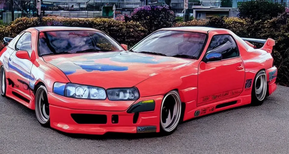 Prompt: evangelion themed toyota supra, 9 0 s anime style