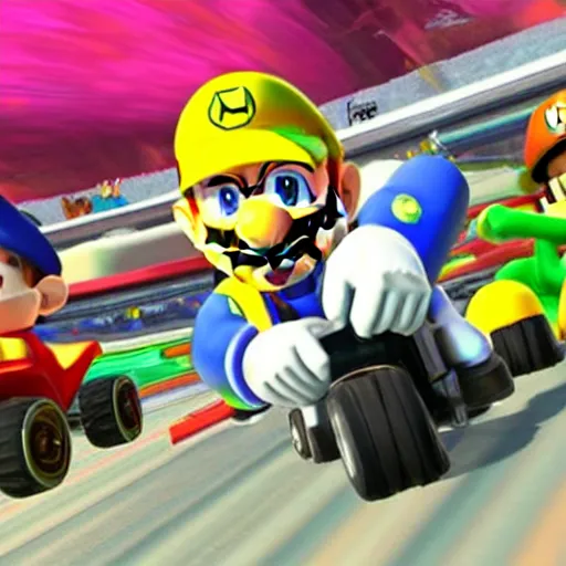 Image similar to Walter White and Jesse Pinkman in Mario Kart 8