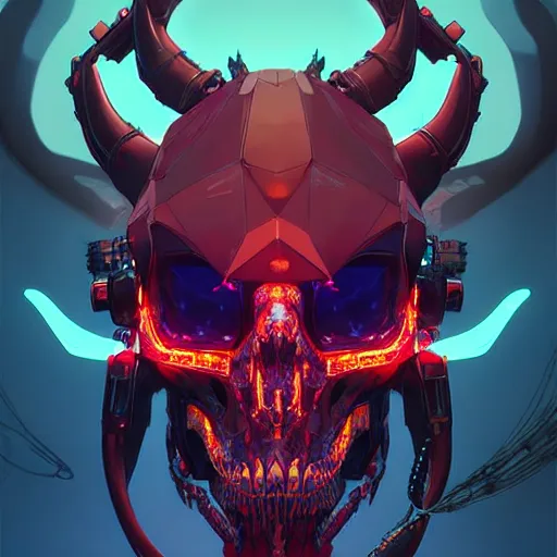 Image similar to a cyberpunk dragon skull, by guweiz and wlop and ilya kuvshinov and artgerm and josan gonzalez, digital art