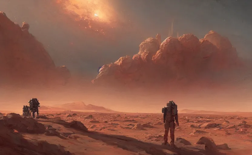 Prompt: A painting of Mars trending on artstation in the style of Greg Rutkowski