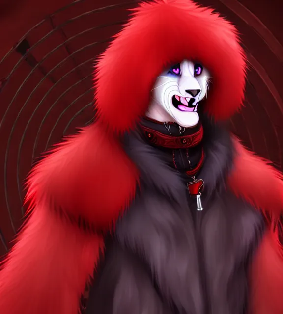 Image similar to furry - male - red - black - weasel - necromancer - fursona uhd ue 5 visual novel pc game expressions