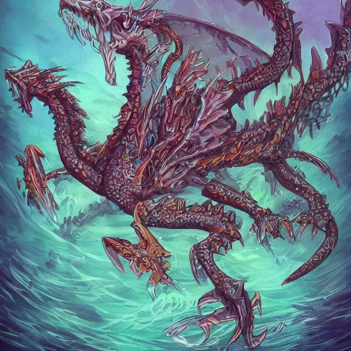 Prompt: underwater sea dragon full body, d & d style, trending on artstation, colorful, intricate, highly detailed