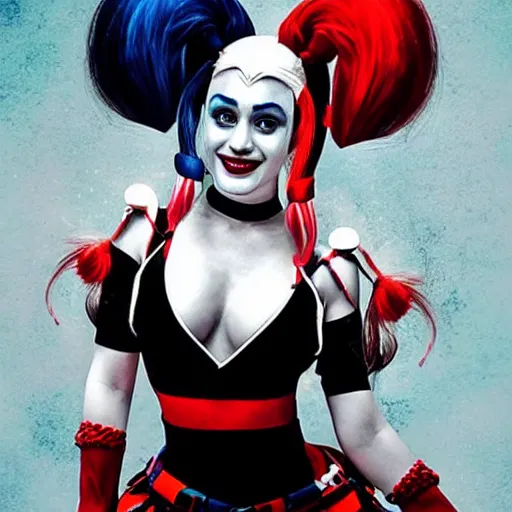 Prompt: a beautiful portrait of Harley Quinn