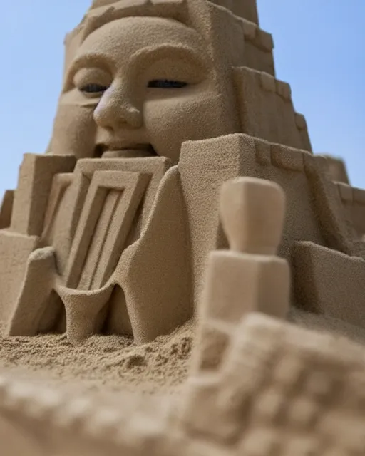 Prompt: a detailed sandcastle with the face of natalie dormer