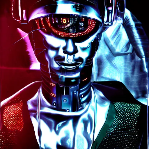 Image similar to cybernetic cyber cyberpunk Jamiroquai. Hd photo award winning
