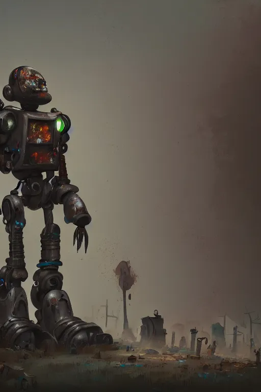 a broken robot in dirty, tattered tatters summons a | Stable Diffusion ...