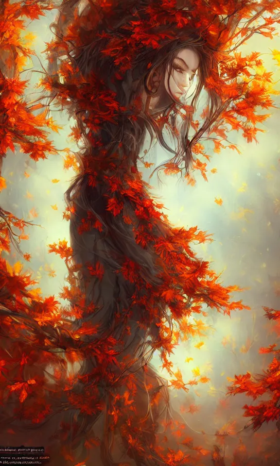 Image similar to beautiful autumn spirit, digital art, concept art, fantasy art, highly detailed, hd wallpaper, artstation, deviantart, behance