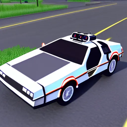 Image similar to back to the future delorean driving in old west, nintendo 6 4 screenshot, low poly, aliased