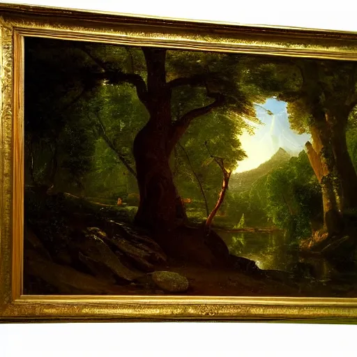 Prompt: today I am thinking about trees oil on canvas, by Asher Brown Durand, by Thomas Cole, by Frederic Edwin Church, by Carl Gustav Carus, trending on artstation, masterpiece, detailed, 8K