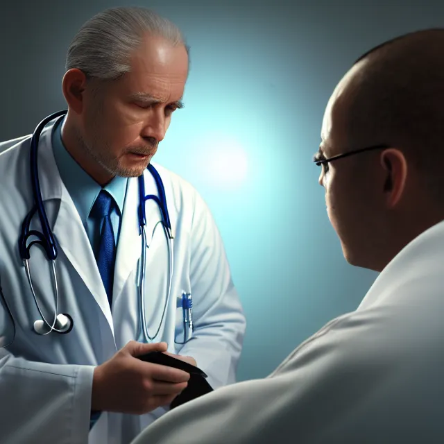 Image similar to temporal leakage temporal leakage movie poster, a photo of a doctor diagnosing a patient highly detailed, octane render by tomino sama