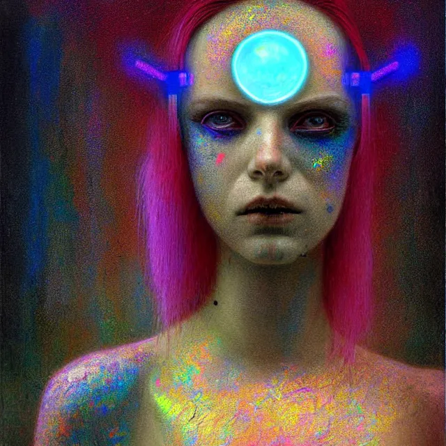 Prompt: iridescent hyperpop cyberpunk opal cyborg, future perfect, award winning digital art by santiago caruso and odilon redon