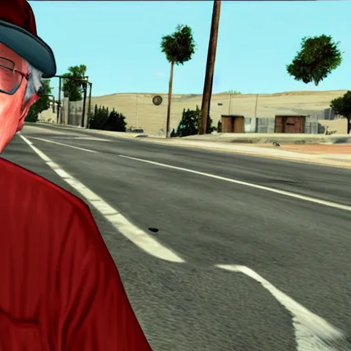 Image similar to Gameplay screenshot of Bernie Sanders in GTA San Andreas, GTA