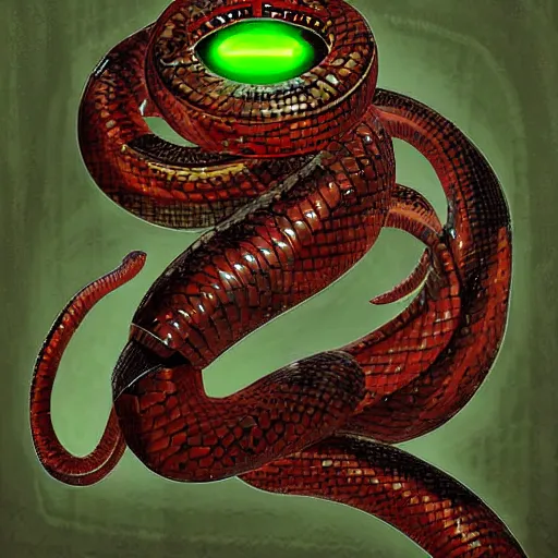 Image similar to cyborg serpent, portrait, digital art