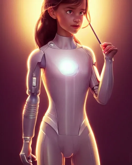 Prompt: weta disney pixar movie still head and torso portrait photo of young alicia vikander as thoughtful white plastic cyborg girl by pixar, by weta, wlop, ilya kuvshinov, rossdraws, artgerm, latex, iridescent, bright morning, anime, liosh, mucha