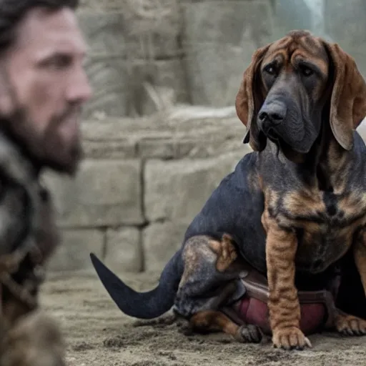 Prompt: a bloodhound playing The Hound in Game of Thrones