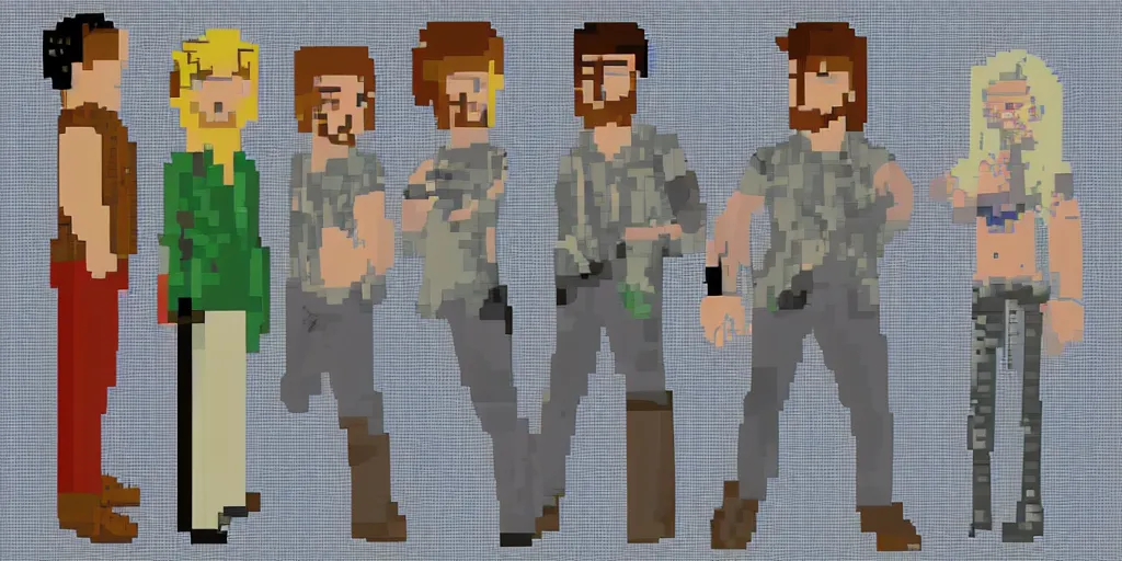 Prompt: character sheet of ross from the show friends, pixel art