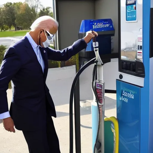 Image similar to Joe Biden drinking gasoline from the gas station pump