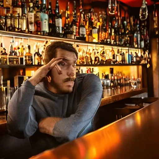 Image similar to guy contemplating life in a bar