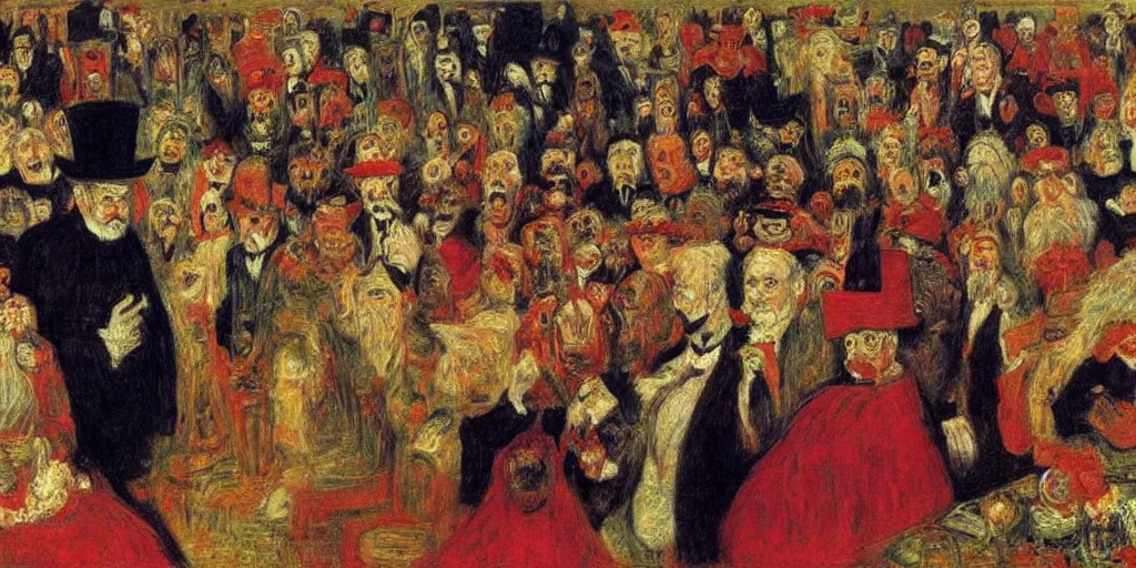 Prompt: the great judge. james ensor. ( 1 8 9 8 ) oil on canvas