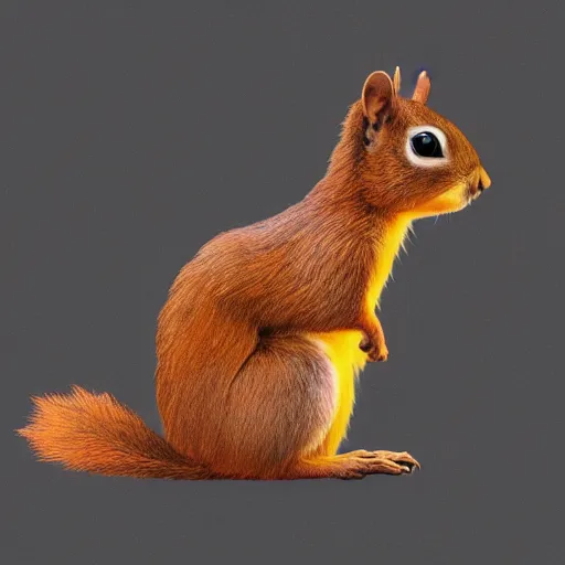 Prompt: a cute squirrel standing on four legs in profile, drawn in concept art style