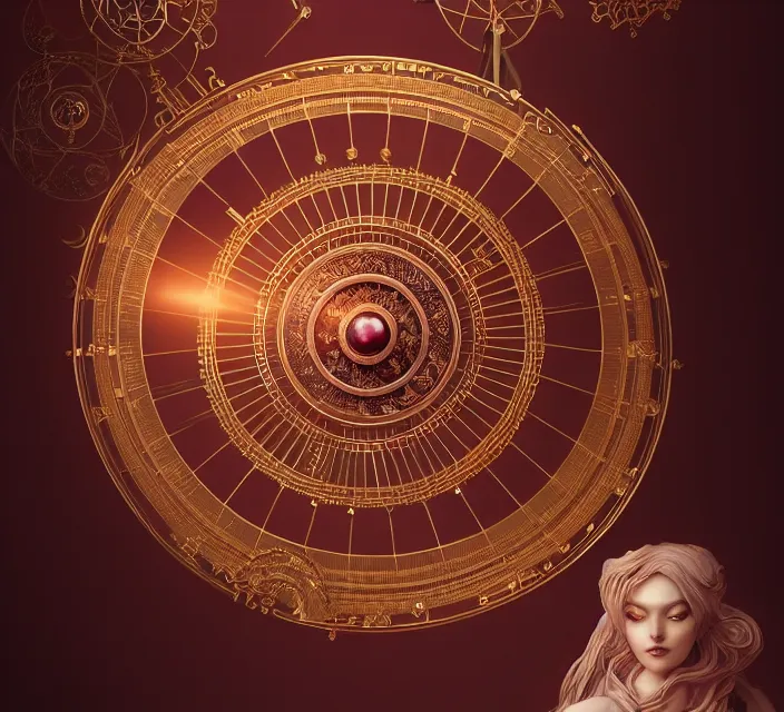 Prompt: beautiful ornate orrery by charlie bowater and anna dittmann and artgerm and clemens ascher, portrait, intricate, elegant, maroon mist, product shot, macro, highly detailed, dramatic lighting, sharp focus, octane render, trending on artstation, artstationhd, artstationhq, unreal engine, 4 k, 8 k