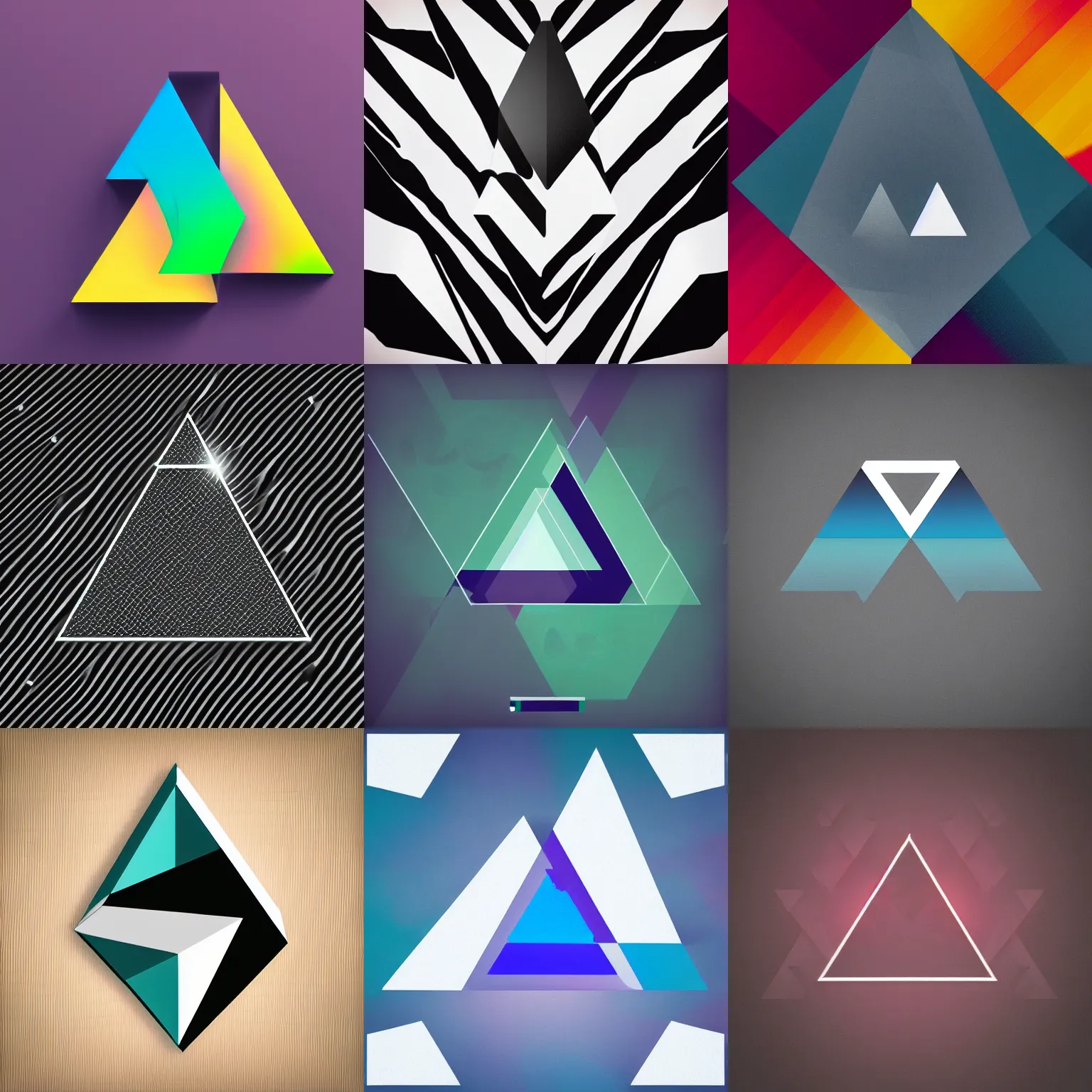 Prompt: a white triangle shape cover art for a band, stable diffusion, disco diffusion, electronic music