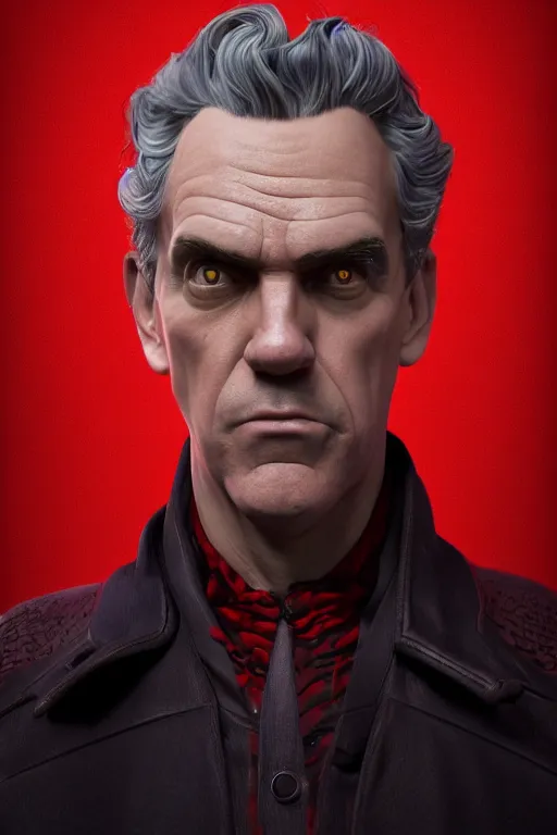 Image similar to a full character portrait of jordan peterson as the devil, the pixar adaptation, with same hairstyle, hyper detailed, digital art, trending in artstation, cinematic lighting, studio quality, smooth render, unreal engine 5 rendered, octane rendered