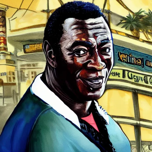 Image similar to portrait of pele in the style of gta