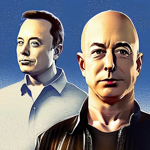 Prompt: “Elon musk and Jeff Bezos in GTA V”