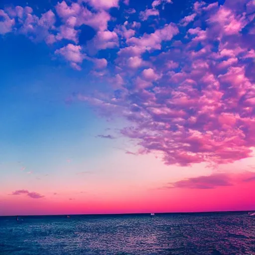 Prompt: pink clouds in the sea