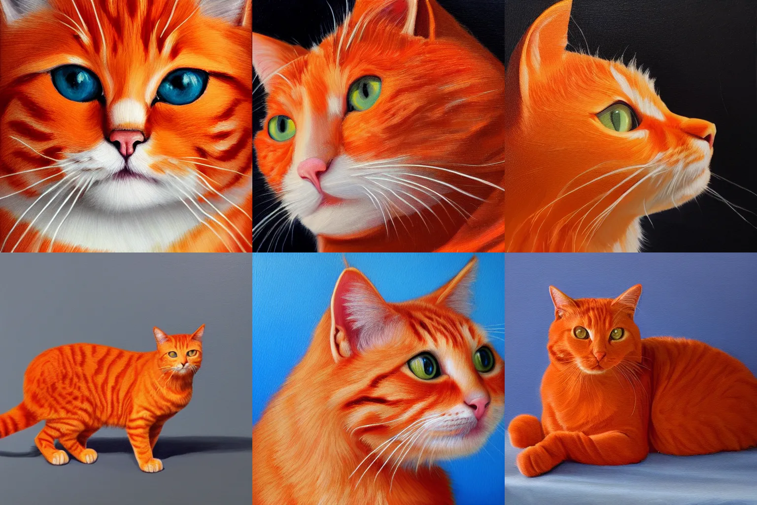 Prompt: a painting of an orange cat, 4 k, photo - realistic