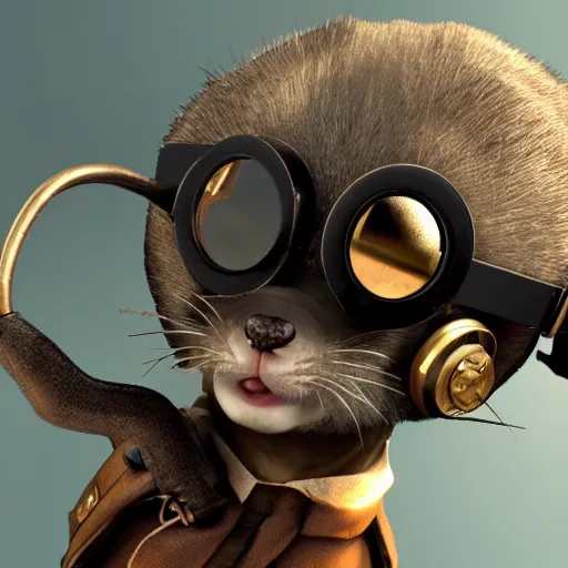 Image similar to a rat with steampunk googles, with CRYENGINE
