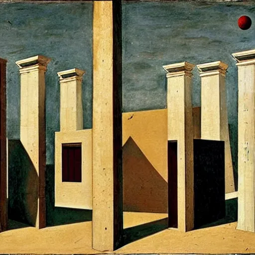 Image similar to a parade of disconnected images : a greek god in formal clothes, obscure corners of nameless interiors, astronomical diagrams projecting the distances between celestial bodies, a painting by giorgio de chirico, a list of unpopular anagrams.