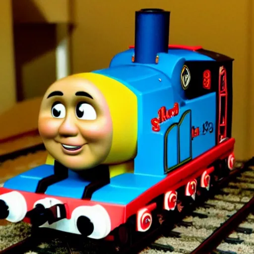 Image similar to Heavy Gustav with the style of Thomas the Tank Engine