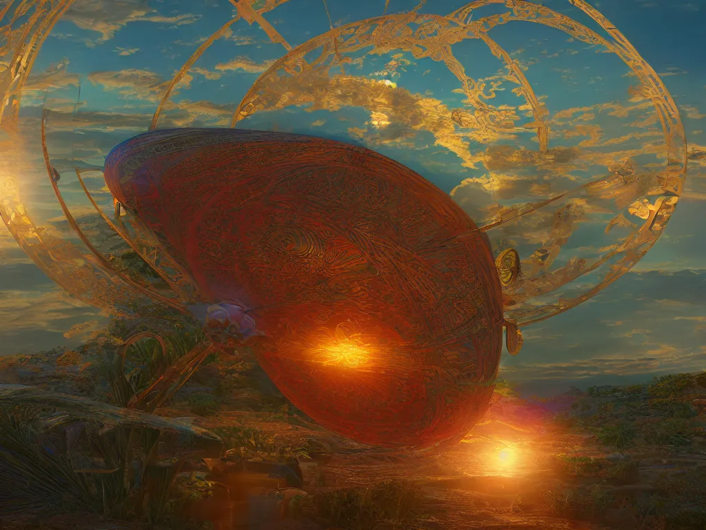 Prompt: the orb of eternity, sunlight study, art nouveau, by frederic edwin church and ( ( ( ( lisa frank ) ) ) ), 8 k, sharp focus, octane render, ( ( ( kauai ) ) )