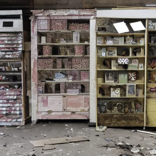 Prompt: A showcase in an ((abandoned)) store