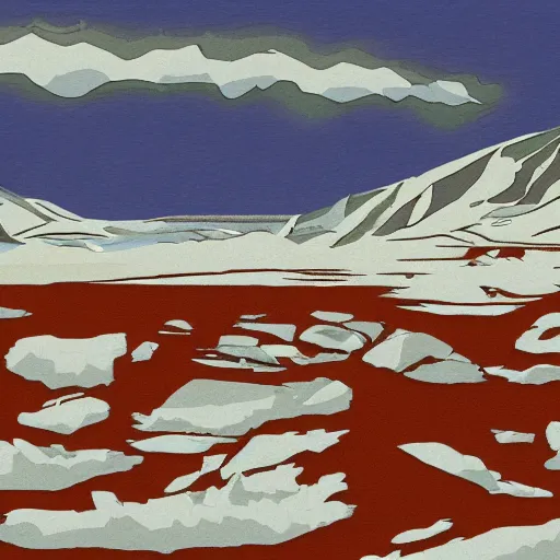 Image similar to arctic landscape, microsoft paint art