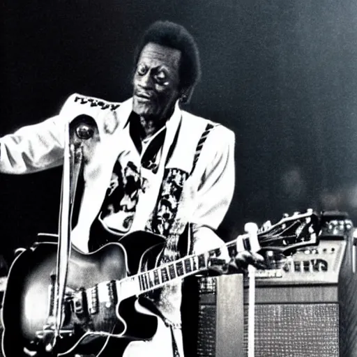 Prompt: chuck berry, a still of back to the future ( 1 9 8 5 )