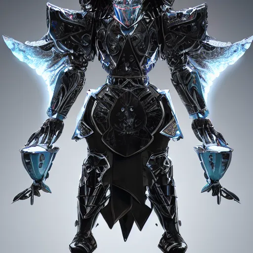 Image similar to full body digital painting of a futuristic dark king seraphim knight, in a pearl armor magicpunk chrome body sculpted intricate armor. big medium small details, reflect 8 k uhd, unreal engine, octane render in the artstyle of finnian macmanus, john park and greg rutkowski