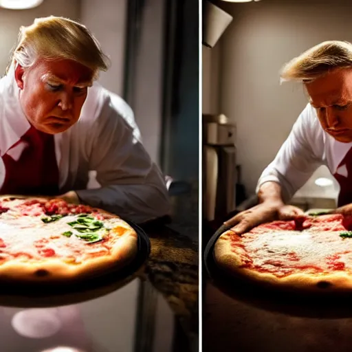 Prompt: a videogame still of trump making a pizza in the sime 4, portrait, 4 0 mm lens, shallow depth of field, close up, split lighting, cinematic