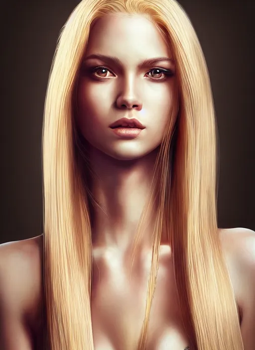 Image similar to photo of a gorgeous female with long blonde hair in the style of stefan kostic, realistic, full body shot, wide angle, sharp focus, 8 k high definition, insanely detailed, intricate, elegant, art by stanley lau and artgerm, floating embers